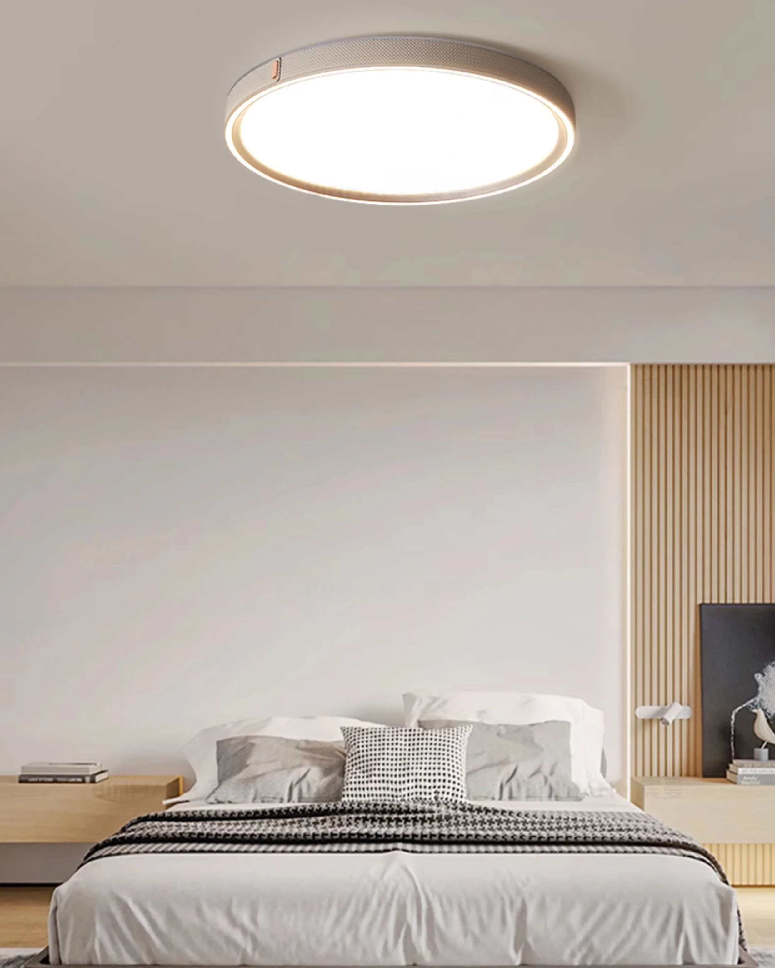 WOMO Grey Round Leather Ceiling Light-WM1231 - Image 2