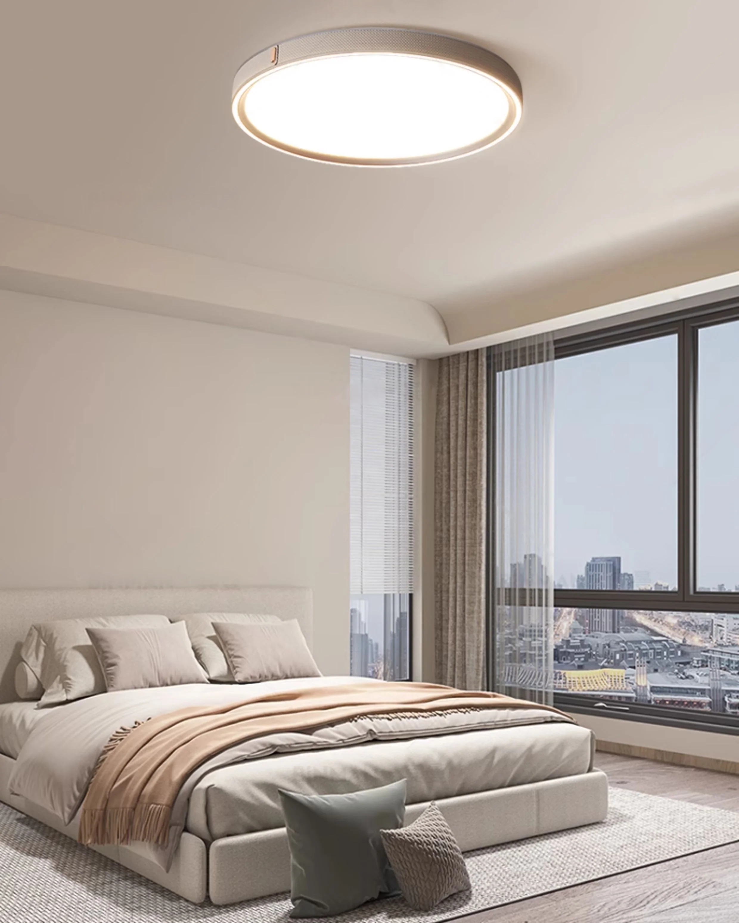 WOMO Grey Round Leather Ceiling Light-WM1231 - Image 3