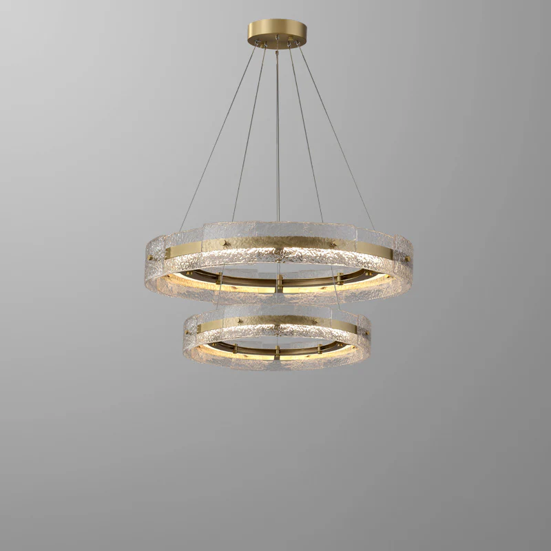 WOMO Hammered Glass Round Brass Chandelier-WM2351 - Image 16