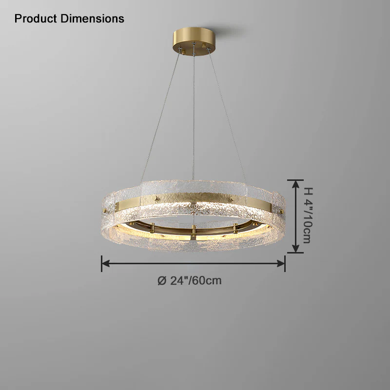 WOMO Hammered Glass Round Brass Chandelier-WM2351 - Image 9