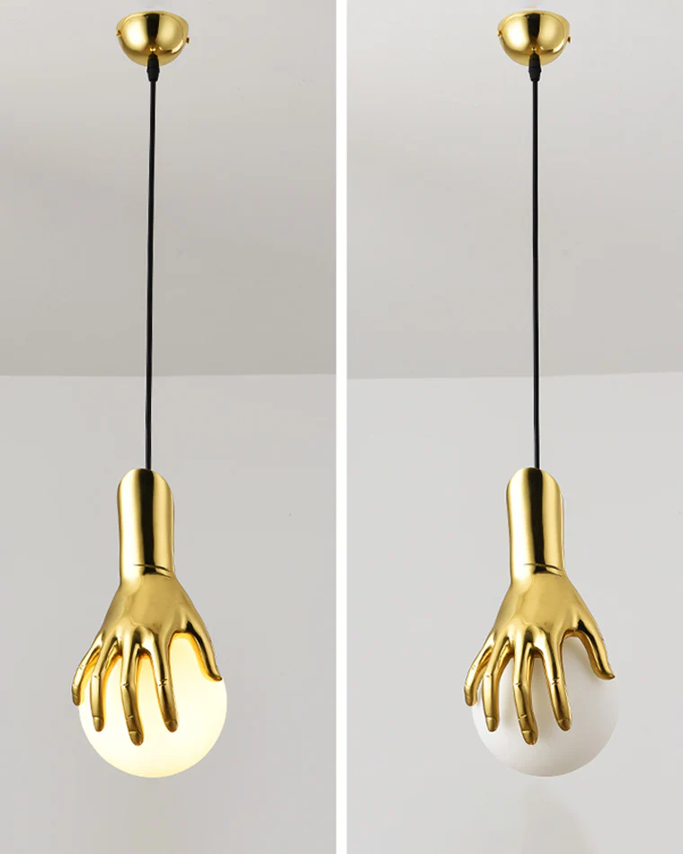 WOMO Hand Holding Globe Brass Pendant Light-WM2152 - Image 11