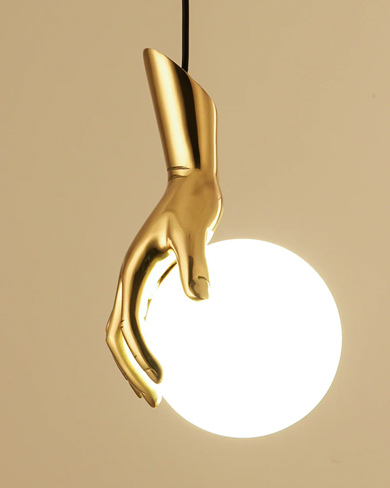 WOMO Hand Holding Globe Brass Pendant Light-WM2152 - Image 14