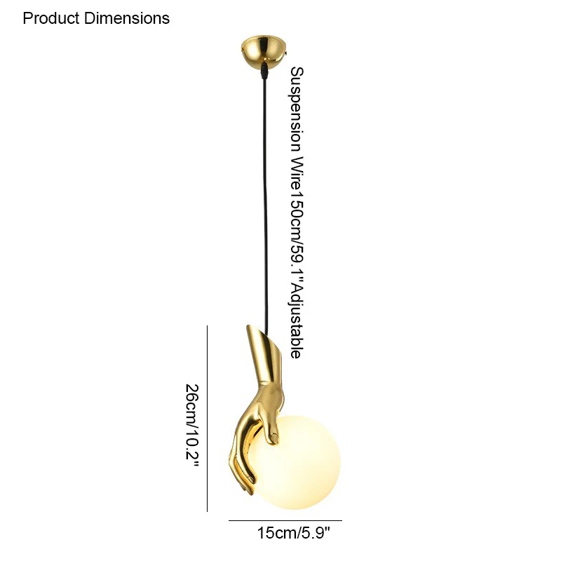 WOMO Hand Holding Globe Brass Pendant Light-WM2152 - Image 16