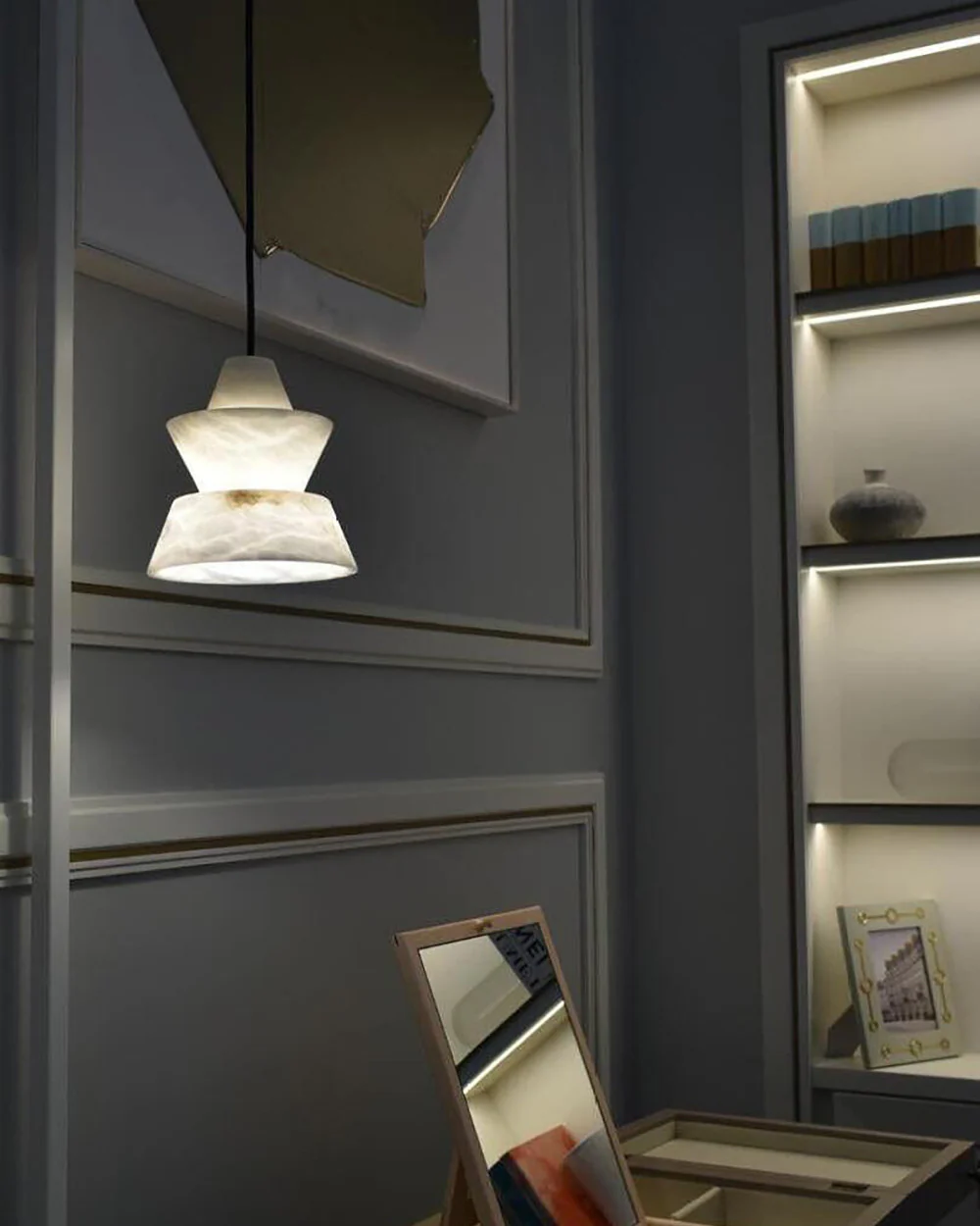 WOMO Hat Shaded Alabaster Pendant Light-WM2896 - Image 4