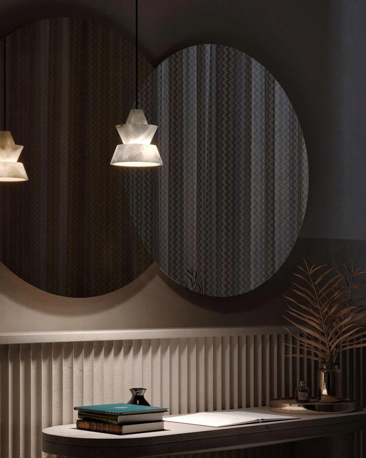 WOMO Hat Shaded Alabaster Pendant Light-WM2896 - Image 8