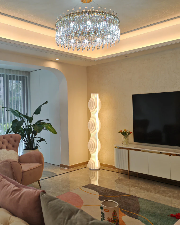 WOMO Wavy Column Floor Lamp with Hue Dimmer-WM7074 - Image 4