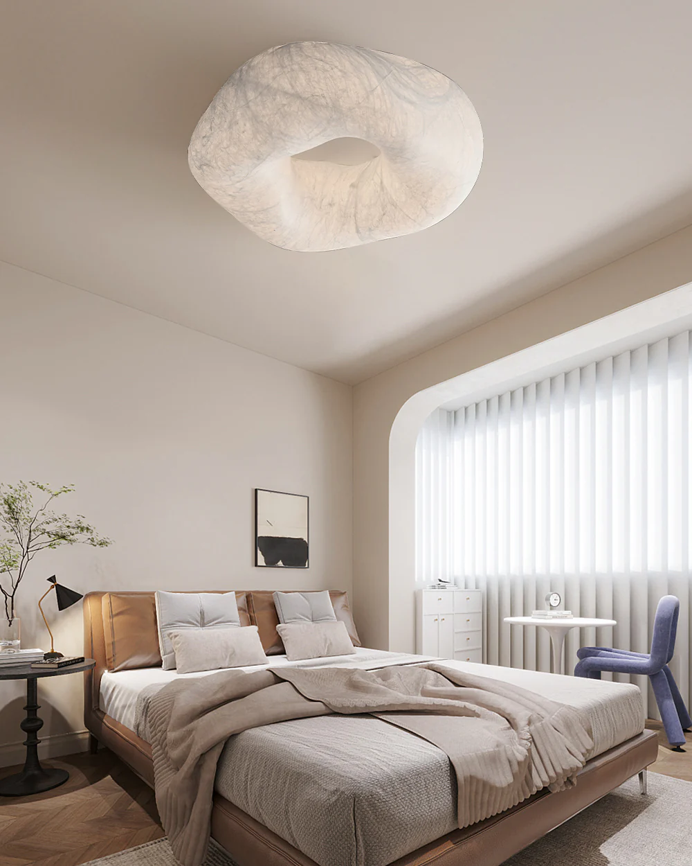 WOMO Japandi Silk Flush Mount Ceiling Light-WM1144 - Image 6