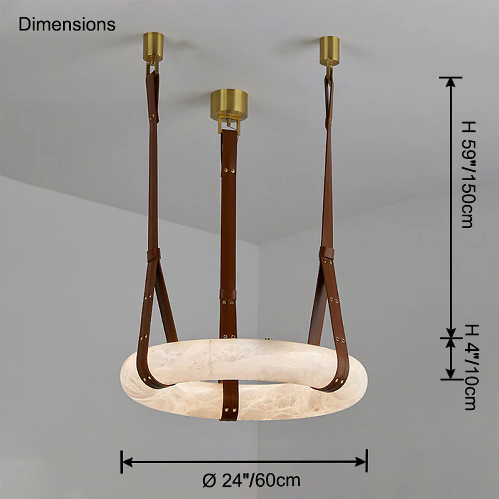 WOMO Alabaster Circular Leather Chandelier-WM2875 - Image 17