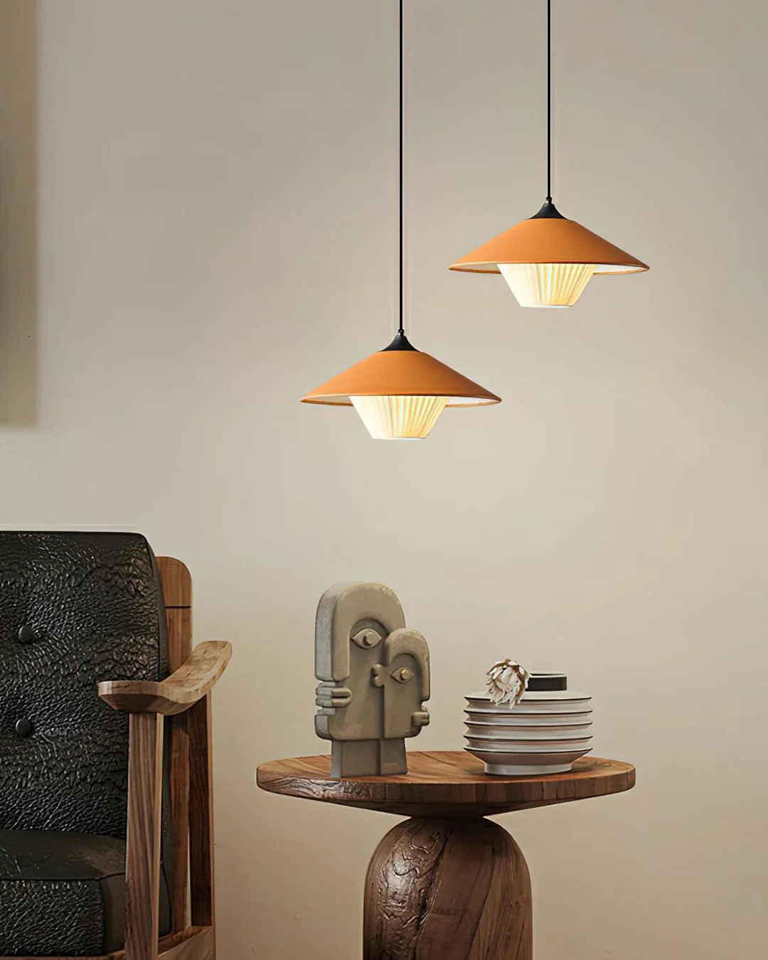 WOMO Leather Cone Pendant Light-WM2952 - Image 5