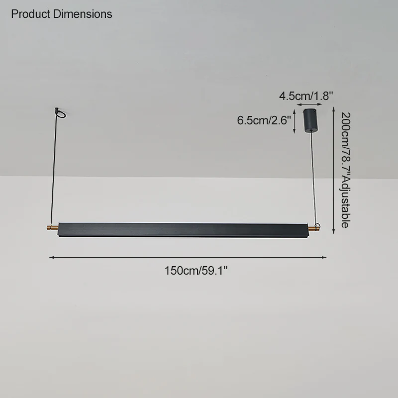 WOMO Black Linear Pendant Light-WM2182 - Image 17