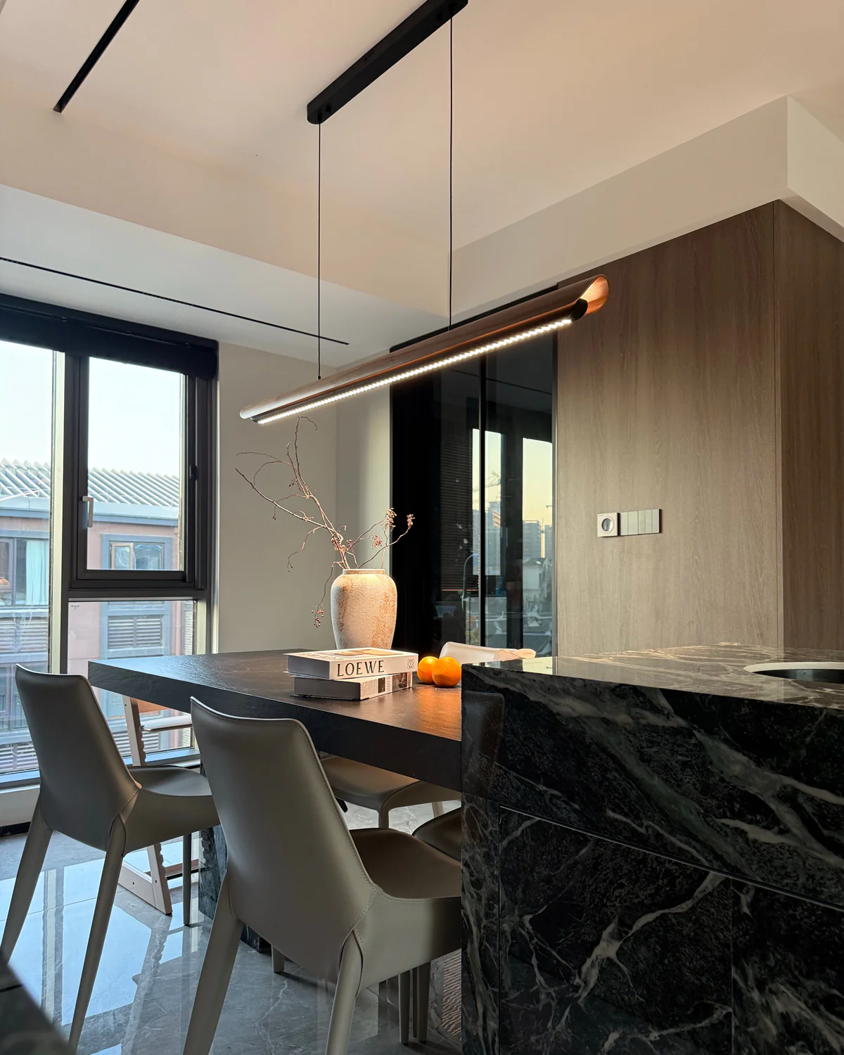 WOMO Walnut Moon watching Linear Pendant Light - WM3289 - Image 6