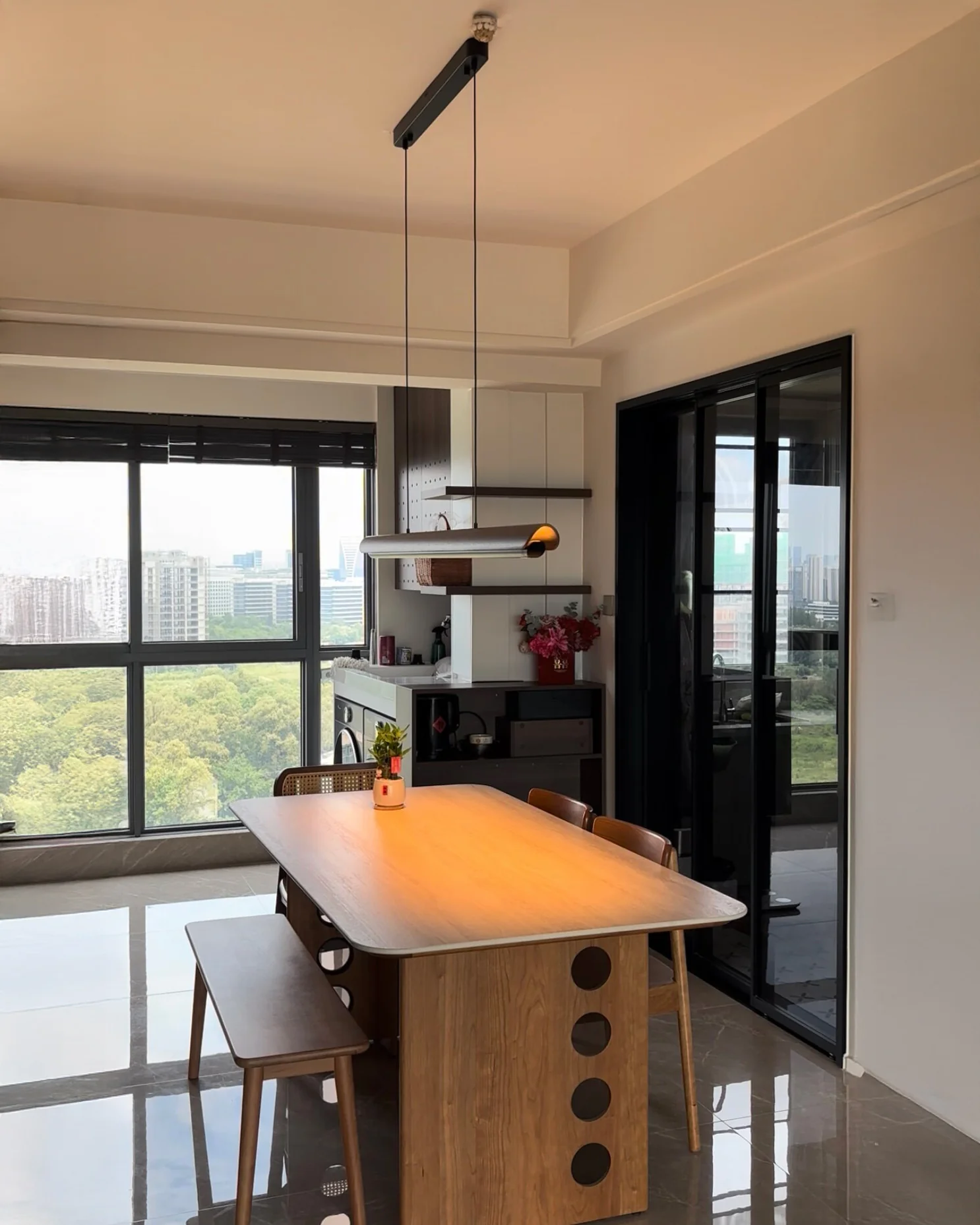 WOMO Walnut Moon watching Linear Pendant Light - WM3289 - Image 7