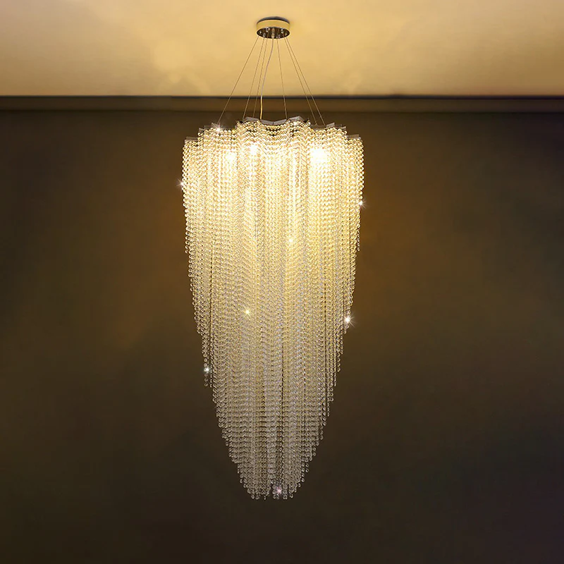 WOMO Cascading Crystal Foyer Chandelier-WM2750 - Image 20