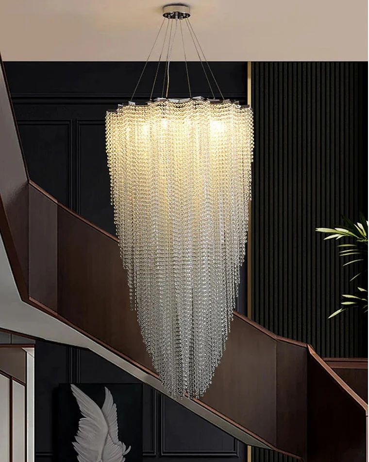 WOMO Cascading Crystal Foyer Chandelier-WM2750 - Image 7