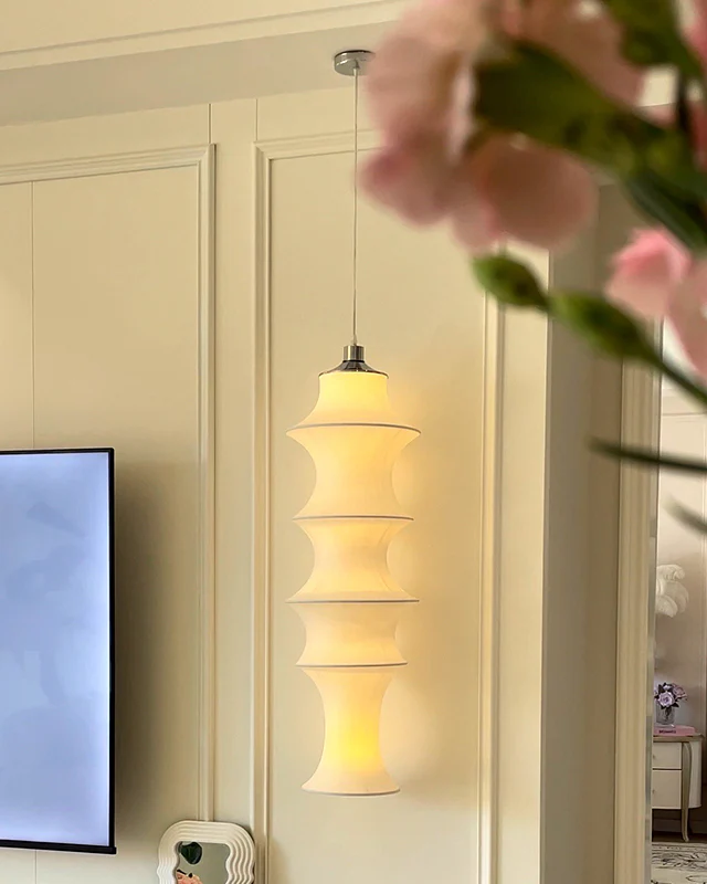 WOMO Long Lantern Silk Pendant Light-WM2600 - Image 3