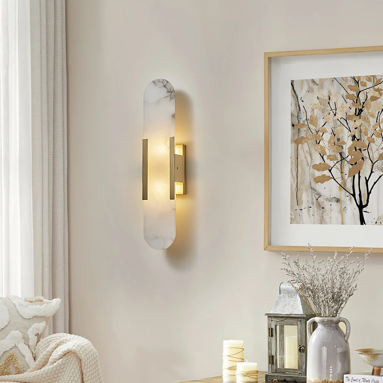 WOMO Oval Alabaster Wall Sconce-WM6107 - Image 10