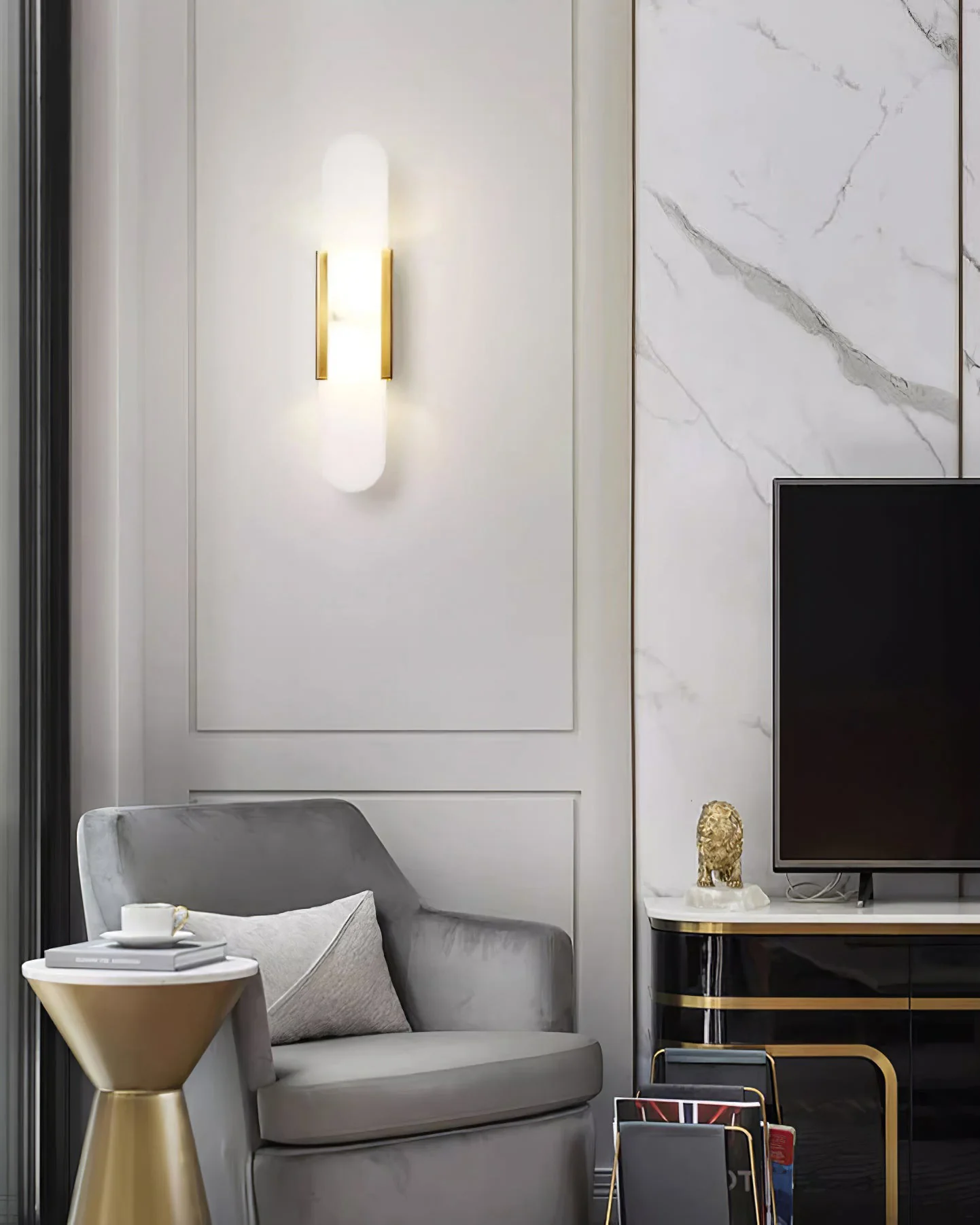 WOMO Oval Alabaster Wall Sconce-WM6107 - Image 17