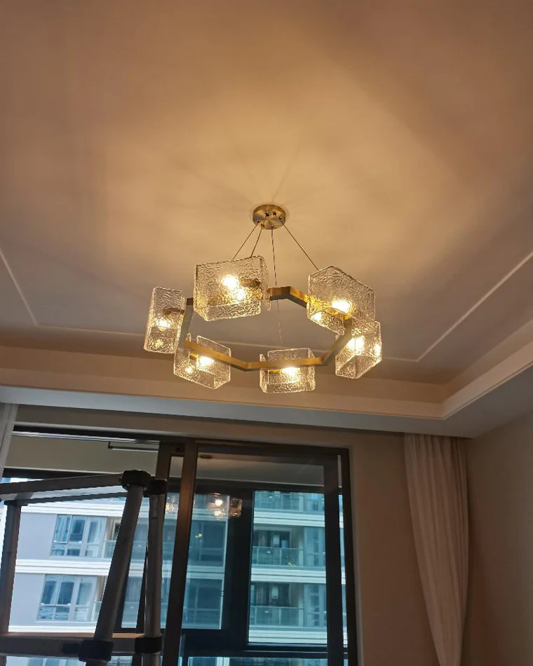 WOMO Textured Glass Round Chandelier-WM2174 - Image 14