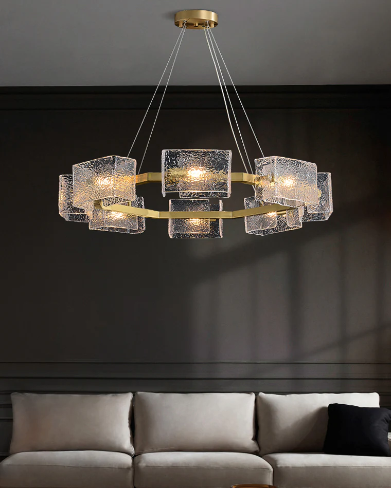 WOMO Textured Glass Round Chandelier-WM2174 - Image 2