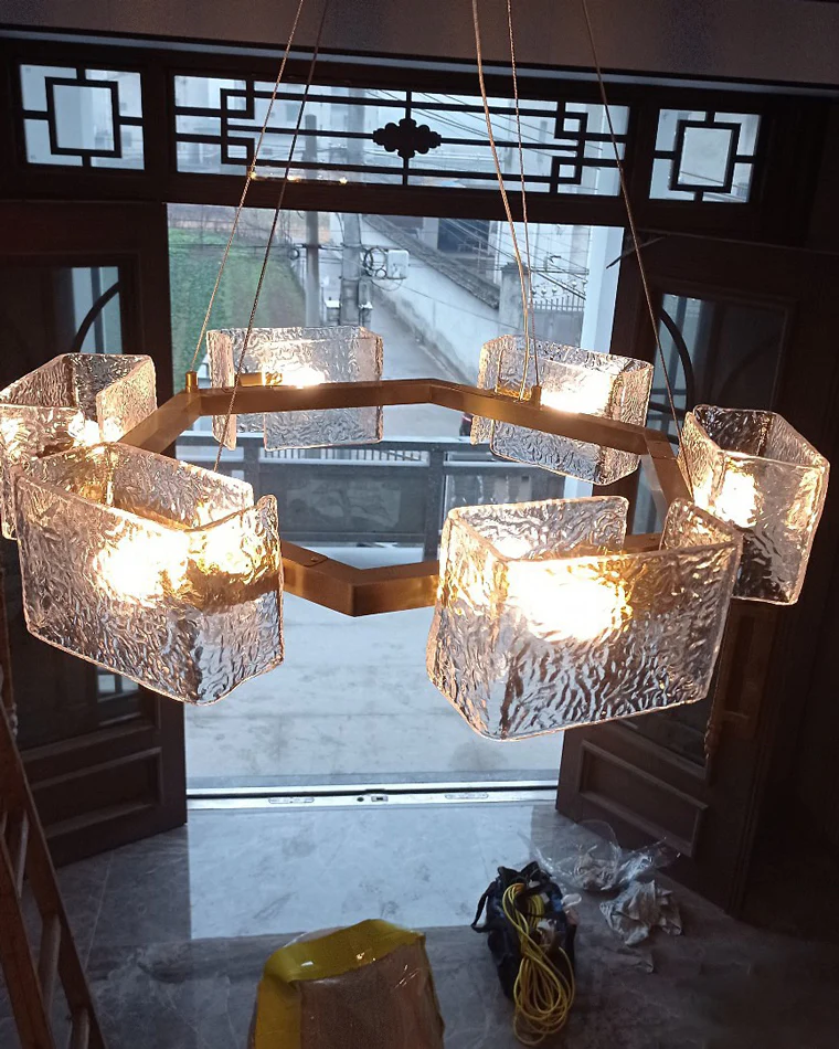 WOMO Textured Glass Round Chandelier-WM2174 - Image 36