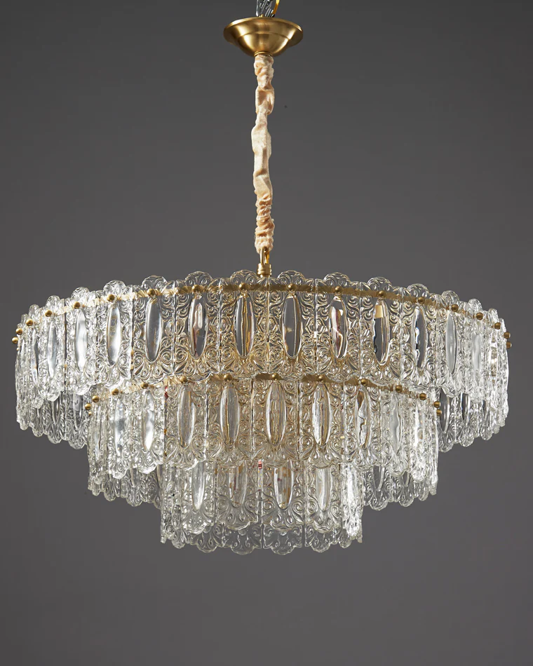 WOMO Textured Glass Tiered Chandelier-WM2177 - Image 4