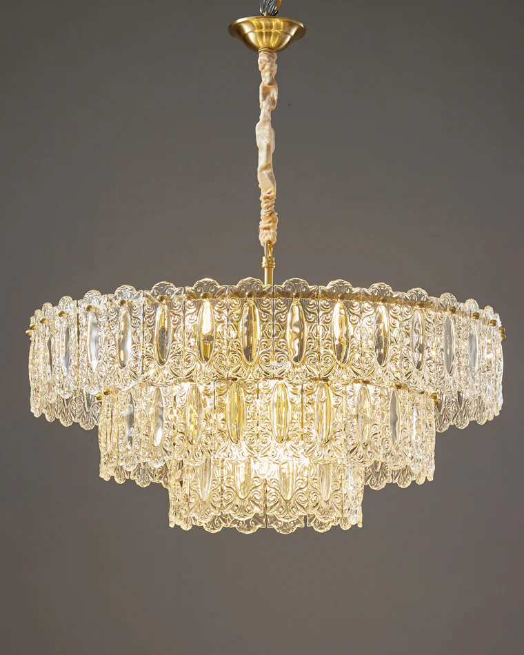 WOMO Textured Glass Tiered Chandelier-WM2177 - Image 9