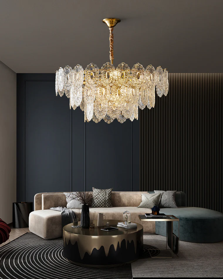 WOMO Tiered Textured Glass Chandelier-WM2208 - Image 12