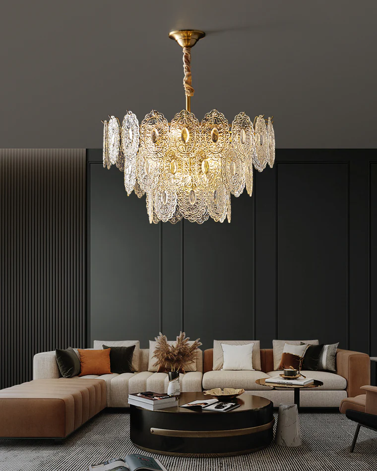 WOMO Tiered Textured Glass Chandelier-WM2208 - Image 14