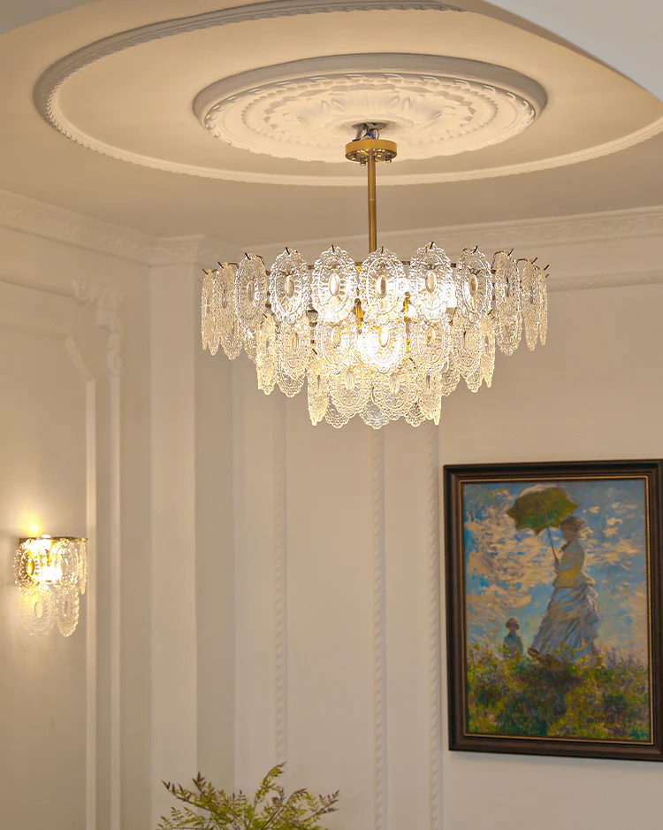 WOMO Tiered Textured Glass Chandelier-WM2208 - Image 4