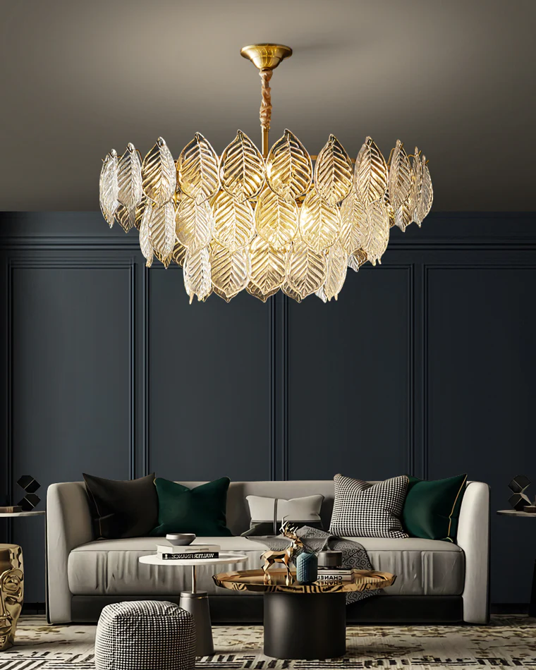 WOMO Tiered Glass Leaf Chandelier-WM2209 - Image 2