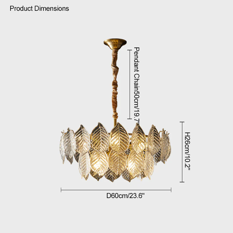 WOMO Tiered Glass Leaf Chandelier-WM2209 - Image 36