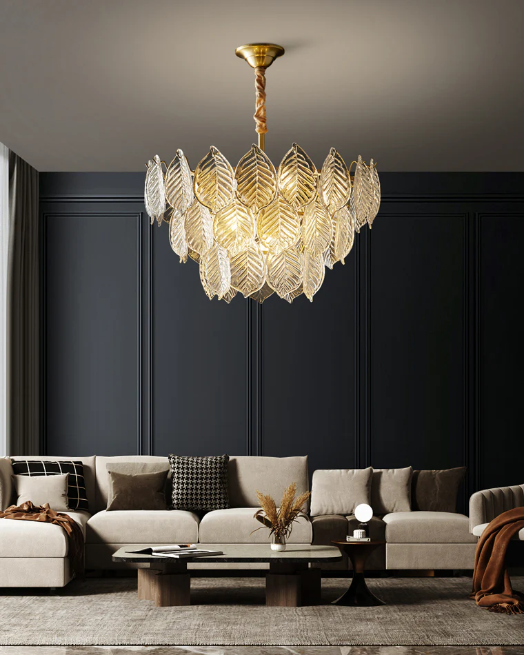 WOMO Tiered Glass Leaf Chandelier-WM2209 - Image 4