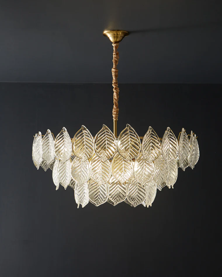 WOMO Tiered Glass Leaf Chandelier-WM2209 - Image 8