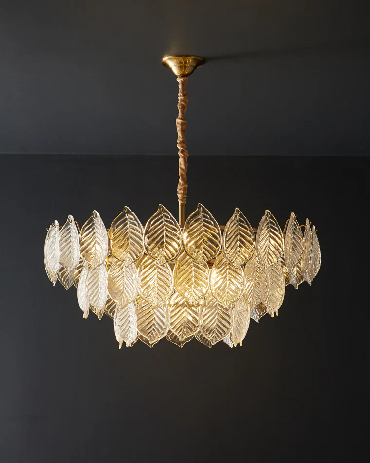 WOMO Tiered Glass Leaf Chandelier-WM2209 - Image 9