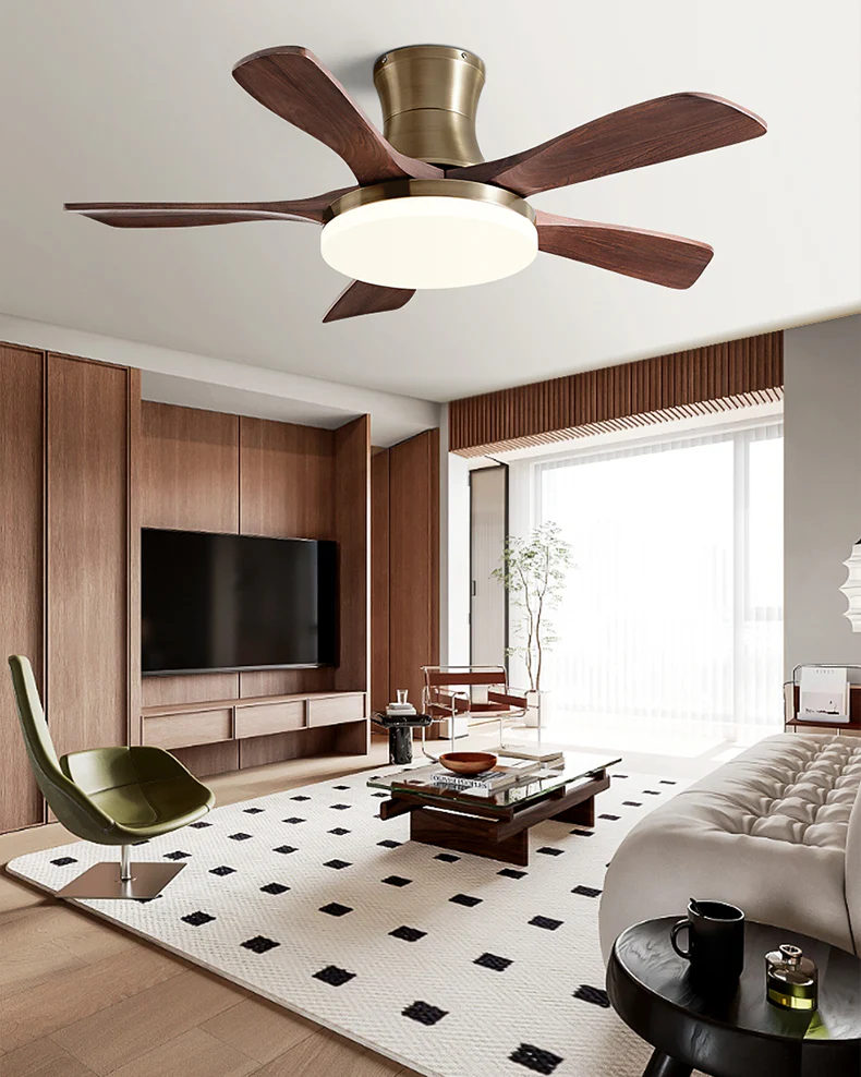 WOMO Mid Century Modern Low Profile Ceiling Fan Lamp - WM5228b - Image 2