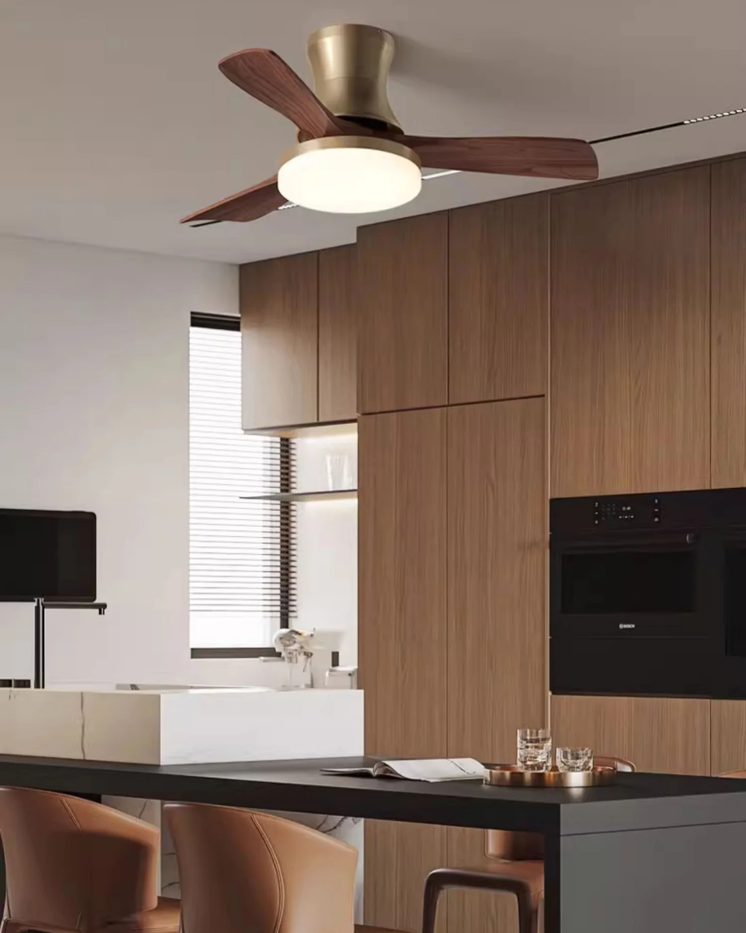 WOMO Mid Century Modern Low Profile Ceiling Fan Lamp - WM5228b - Image 4