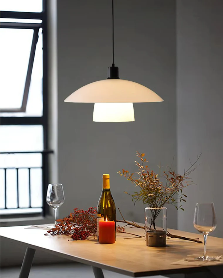 WOMO Milk Glass Shaded Pendant Light-WM2678 - Image 2