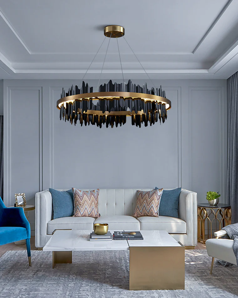 WOMO Iceberg Round Black Gold Chandelier-WM2183 - Image 3