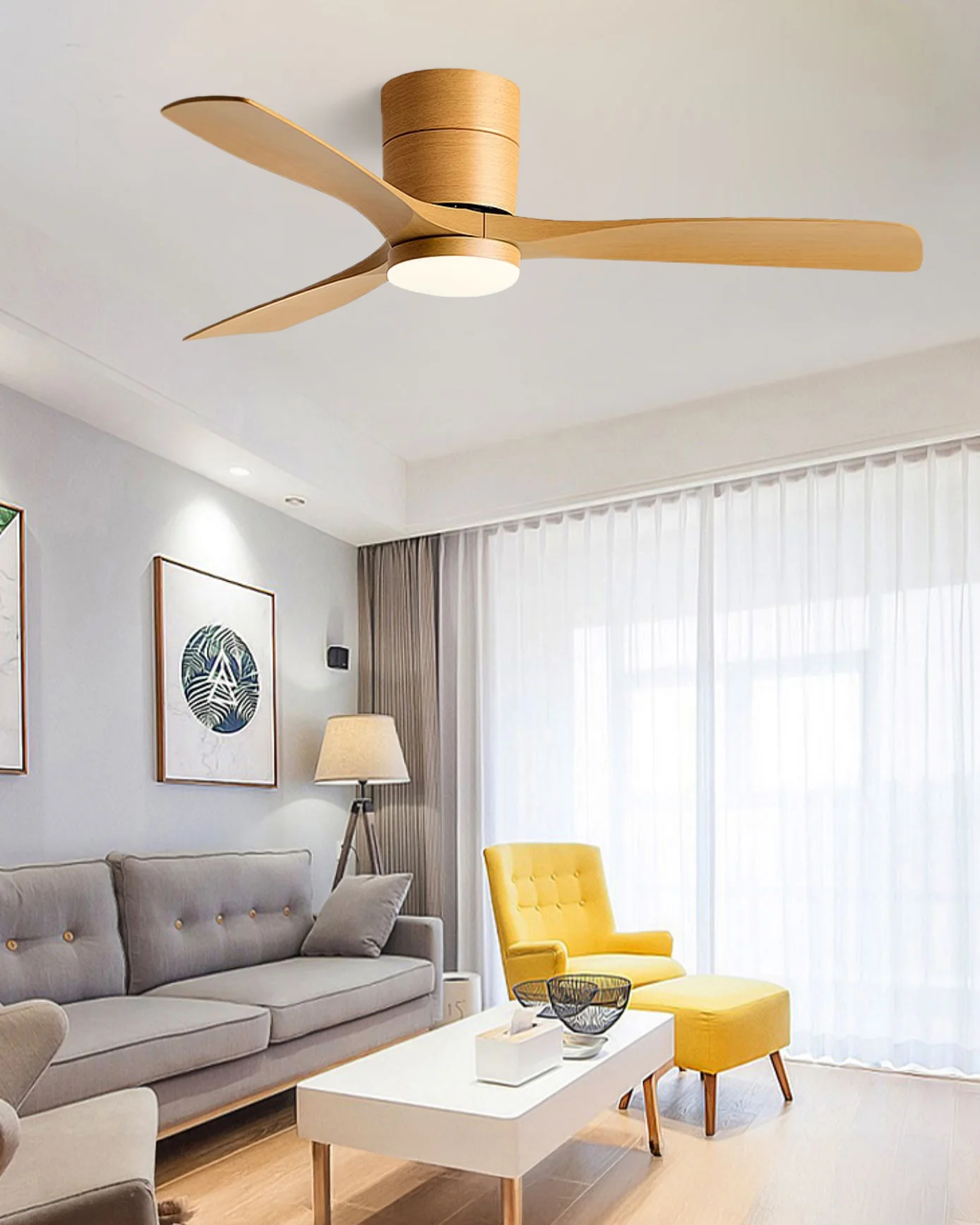 WOMO Modern Low Profile Ceiling Fan Lamp-WM5215 - Image 8