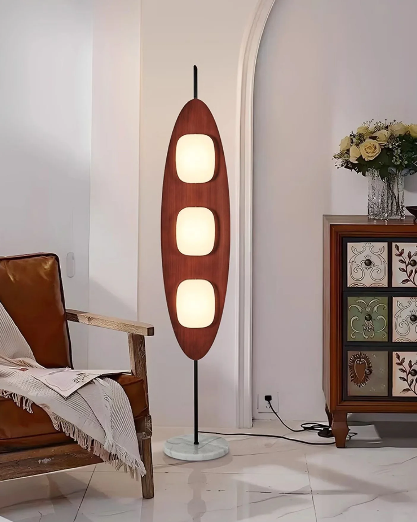 WOMO Modern Wood Oval Floor Lamp-WM7080 - Image 6