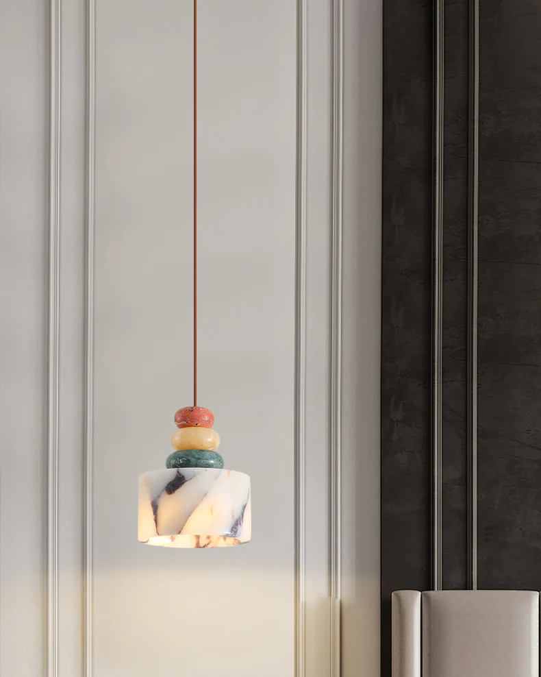 WOMO Multi-colour Dome Stone Pendant Light-WM3000 - Image 3