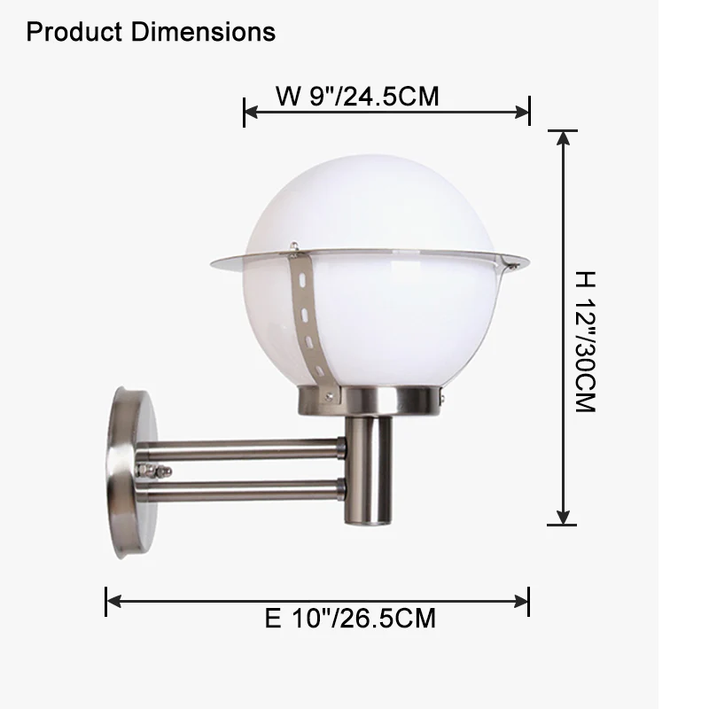 WOMO Glass Globe Outdoor Wall Light-WM9208 - Image 4