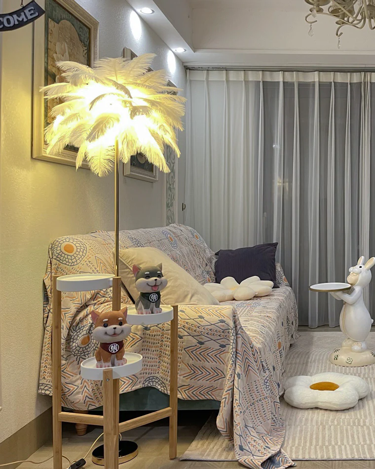 WOMO Feather Palm Tree Floor Lamp with Tray-WM7052 - Image 21