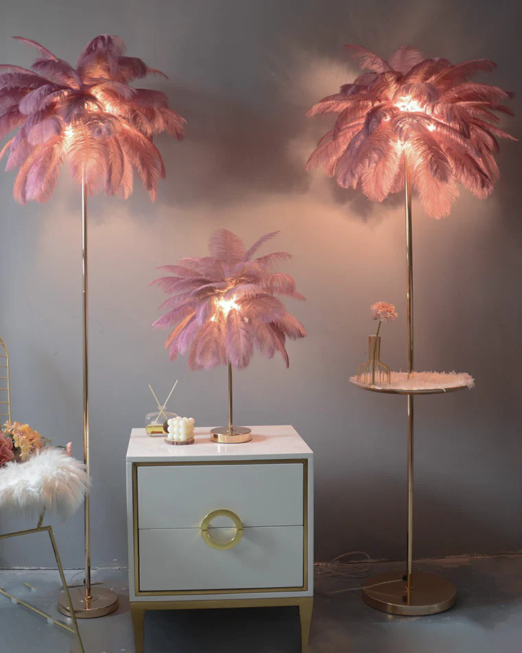 WOMO Feather Palm Tree Floor Lamp with Tray-WM7052 - Image 49