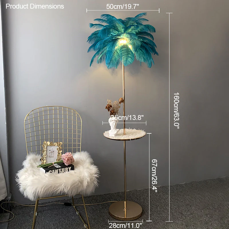 WOMO Feather Palm Tree Floor Lamp with Tray-WM7052 - Image 92