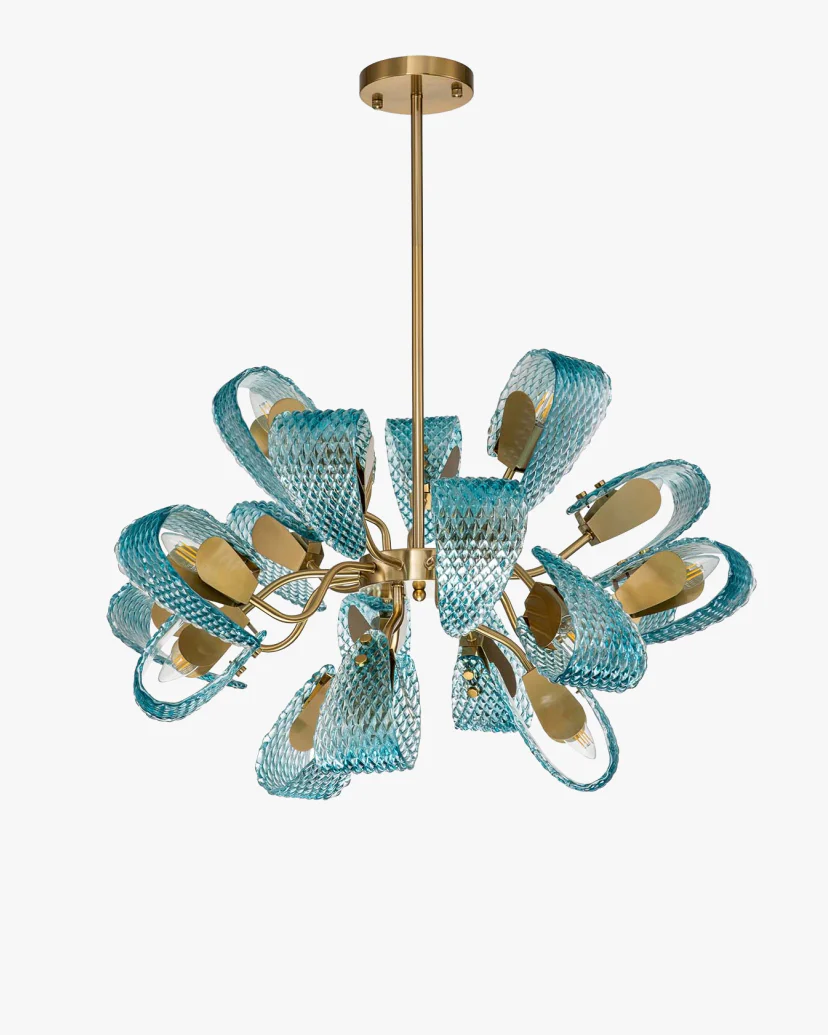 WOMO Peacock Blue Art Glass Chandelier-WM2213b
