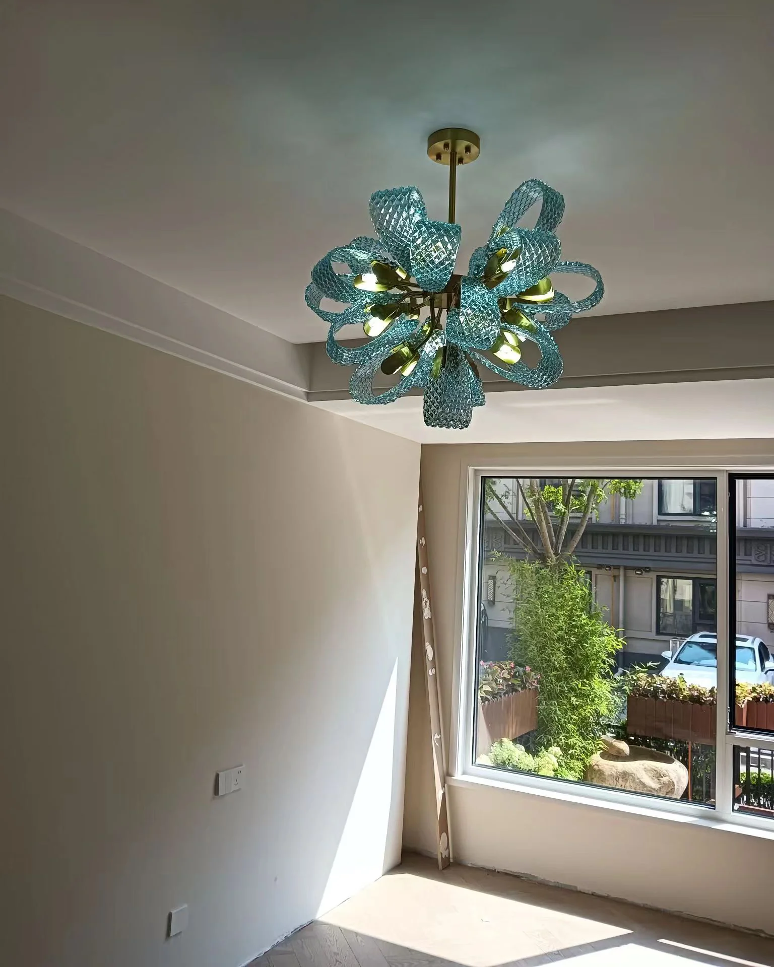 WOMO Peacock Blue Art Glass Chandelier-WM2213b - Image 14