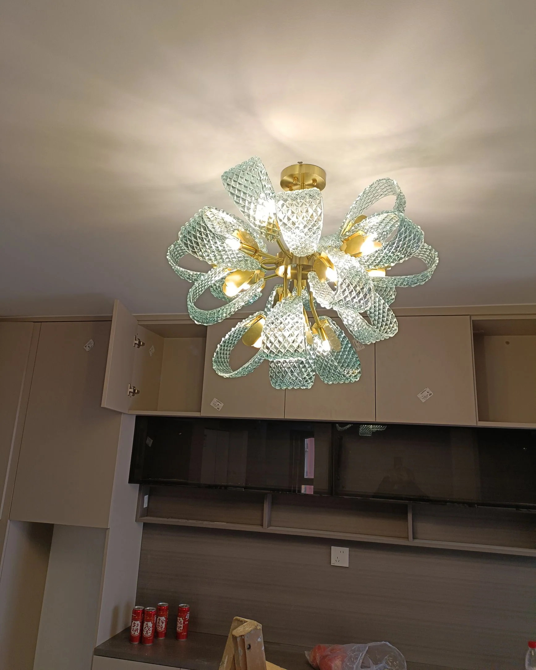 WOMO Peacock Blue Art Glass Chandelier-WM2213b - Image 18
