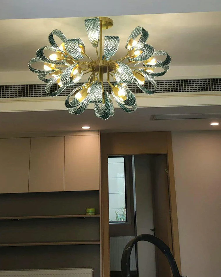 WOMO Peacock Blue Art Glass Chandelier-WM2213b - Image 20