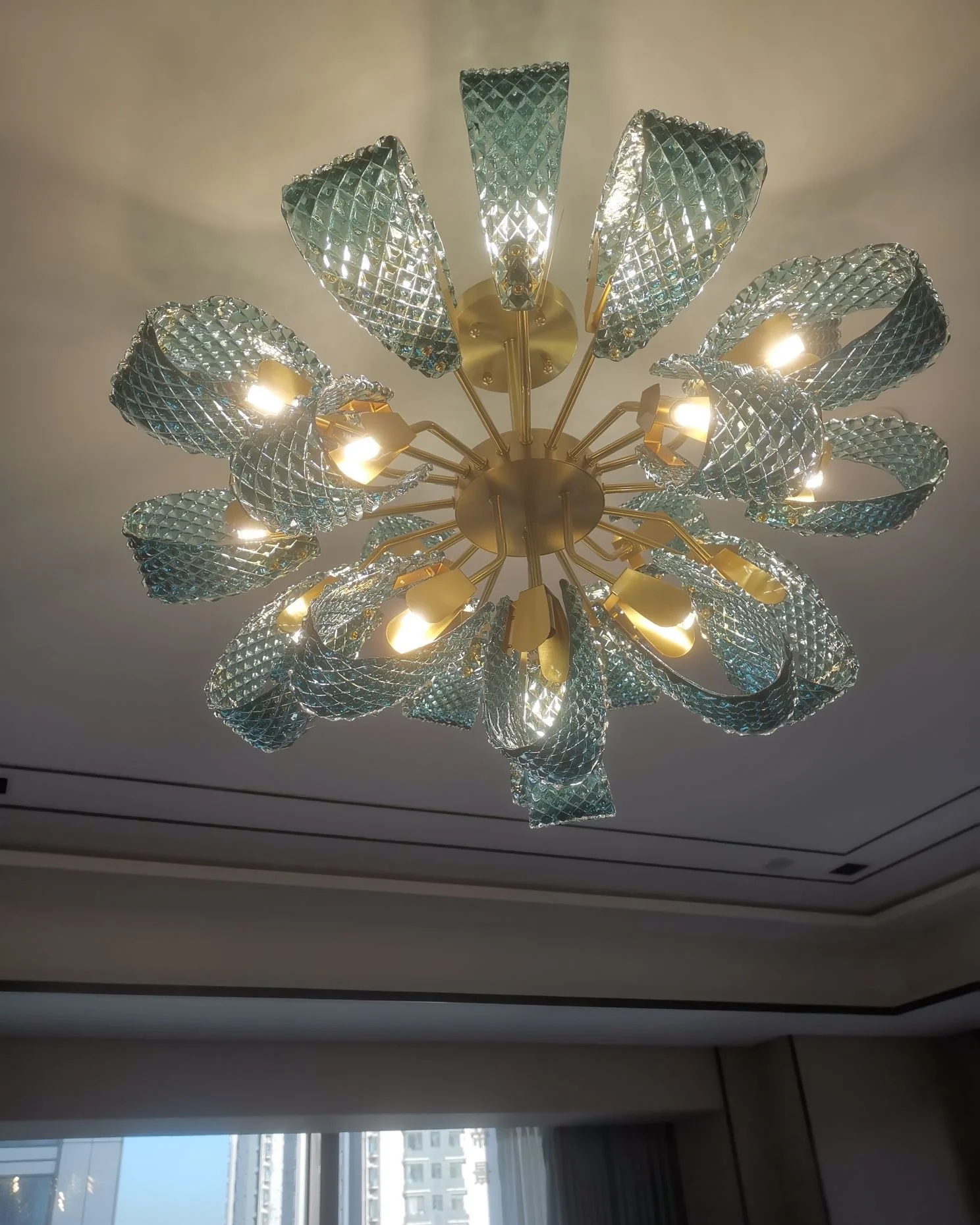 WOMO Peacock Blue Art Glass Chandelier-WM2213b - Image 22